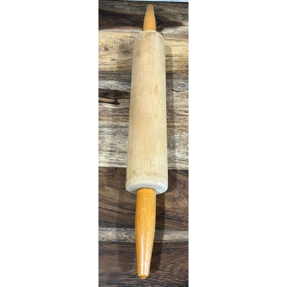Vintage Maple & Beech Wood Rolling Pin – Farmhouse Kitchen Decor or Baking Tool - Picture 2 of 5